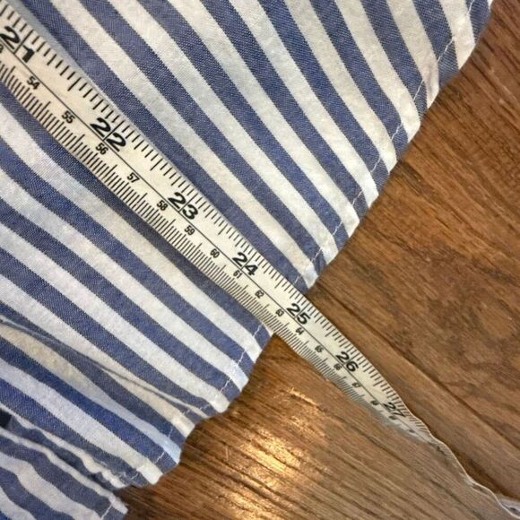 H&M classic blue cotton striped button down blouse 8 - Picture 6 of 8
